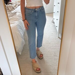 Cropped raw hem jeans